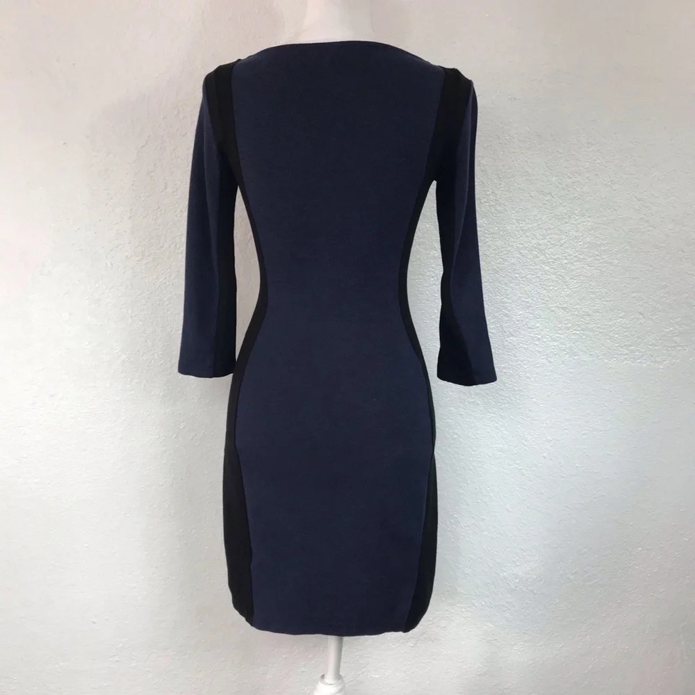 H&M Navy and Black Colorblock Dress Sz XS - Picture 2 of 8